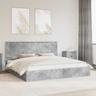 Storage Bed with Headboard Concrete Grey 200 x 200 cm Engineered Wood