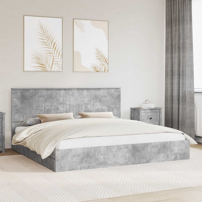 Opslag bed met hoofdeinde Beton Grijs 200 x 200 cm Bewerkt hout