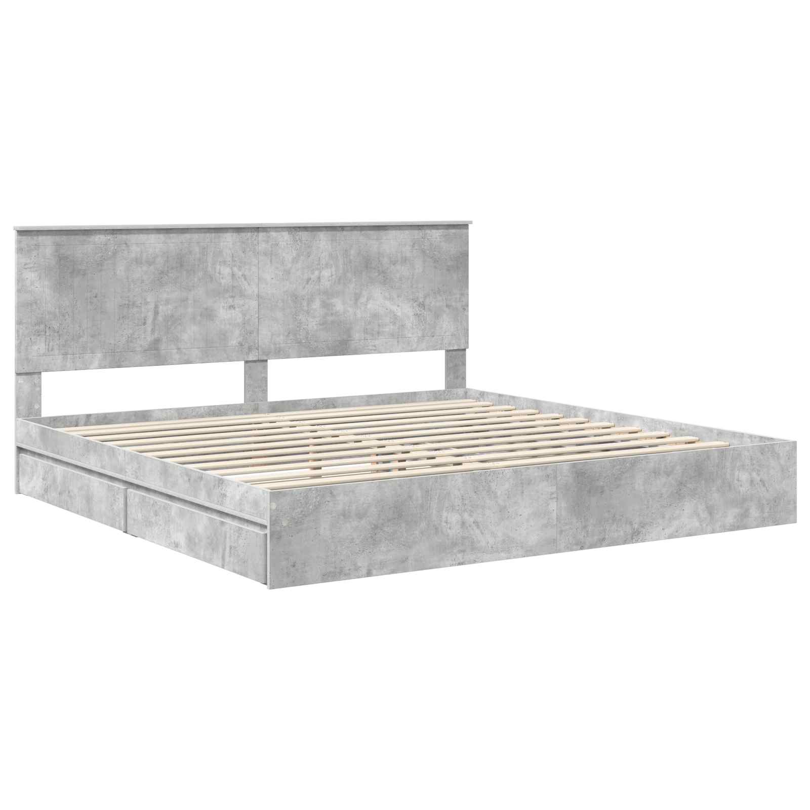 Opslag bed met hoofdeinde Beton Grijs 200 x 200 cm Bewerkt hout