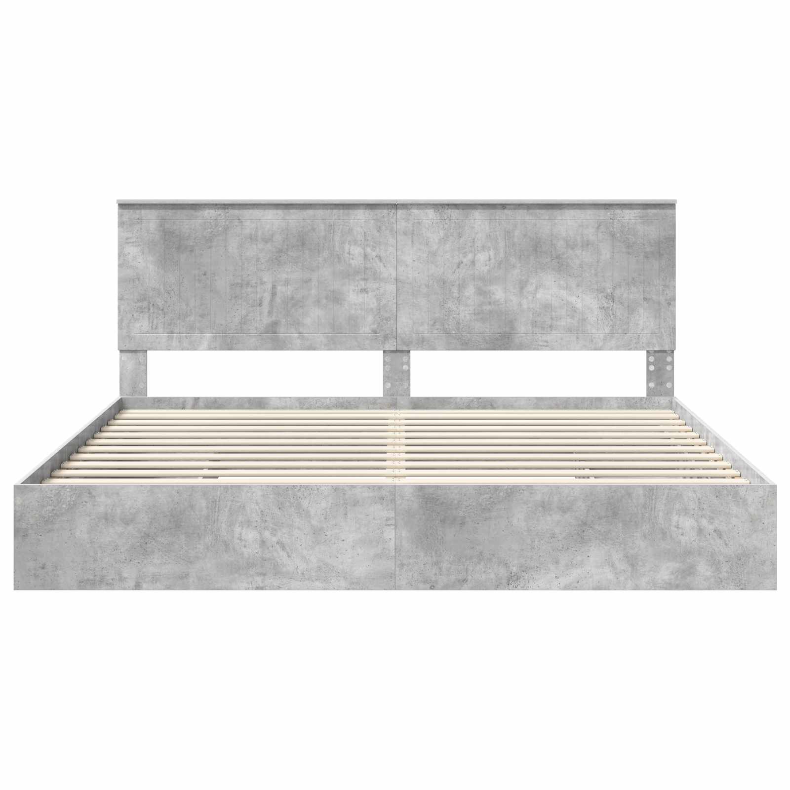 Opslag bed met hoofdeinde Beton Grijs 200 x 200 cm Bewerkt hout