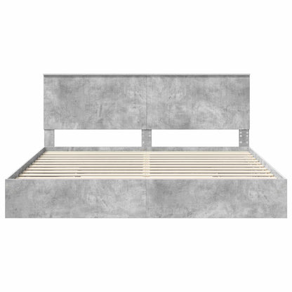 Opslag bed met hoofdeinde Beton Grijs 200 x 200 cm Bewerkt hout
