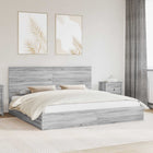 Bed met lade 200x200 cm grijs bewerkt hout