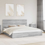 Bed met lade 200x200 cm grijs bewerkt hout