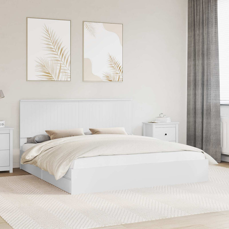 Opslag bed met hoofdeinde Wit 180 x 200 cm Bewerkt hout