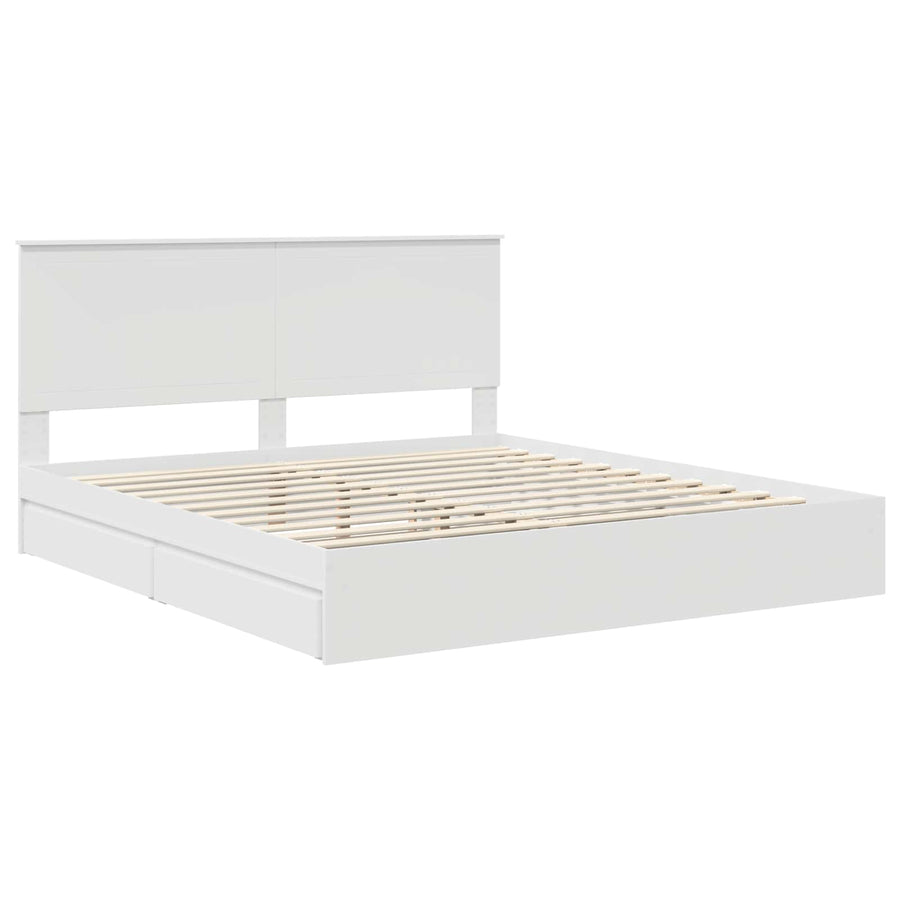 Opslag bed met hoofdeinde Wit 180 x 200 cm Bewerkt hout