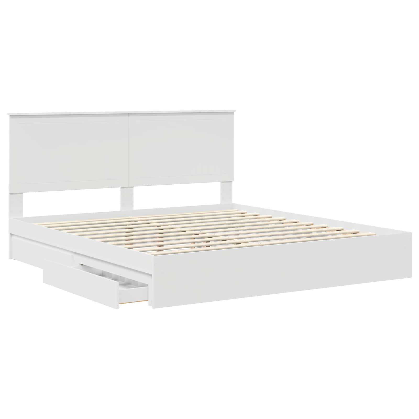 Opslag bed met hoofdeinde Wit 180 x 200 cm Bewerkt hout