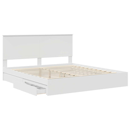 Opslag bed met hoofdeinde Wit 180 x 200 cm Bewerkt hout