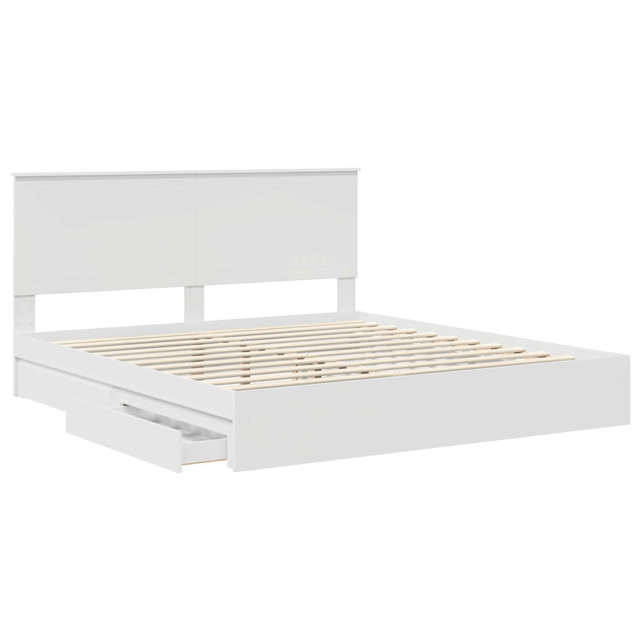Opslag bed met hoofdeinde Wit 180 x 200 cm Bewerkt hout