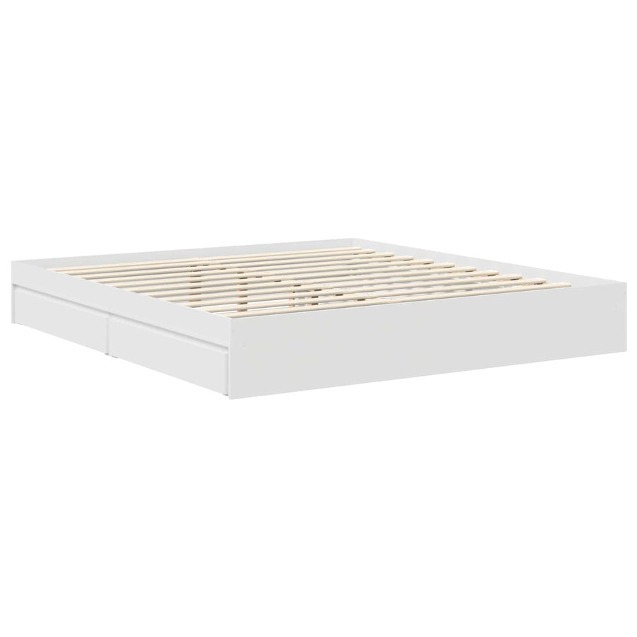 Opslag bed met hoofdeinde Wit 180 x 200 cm Bewerkt hout