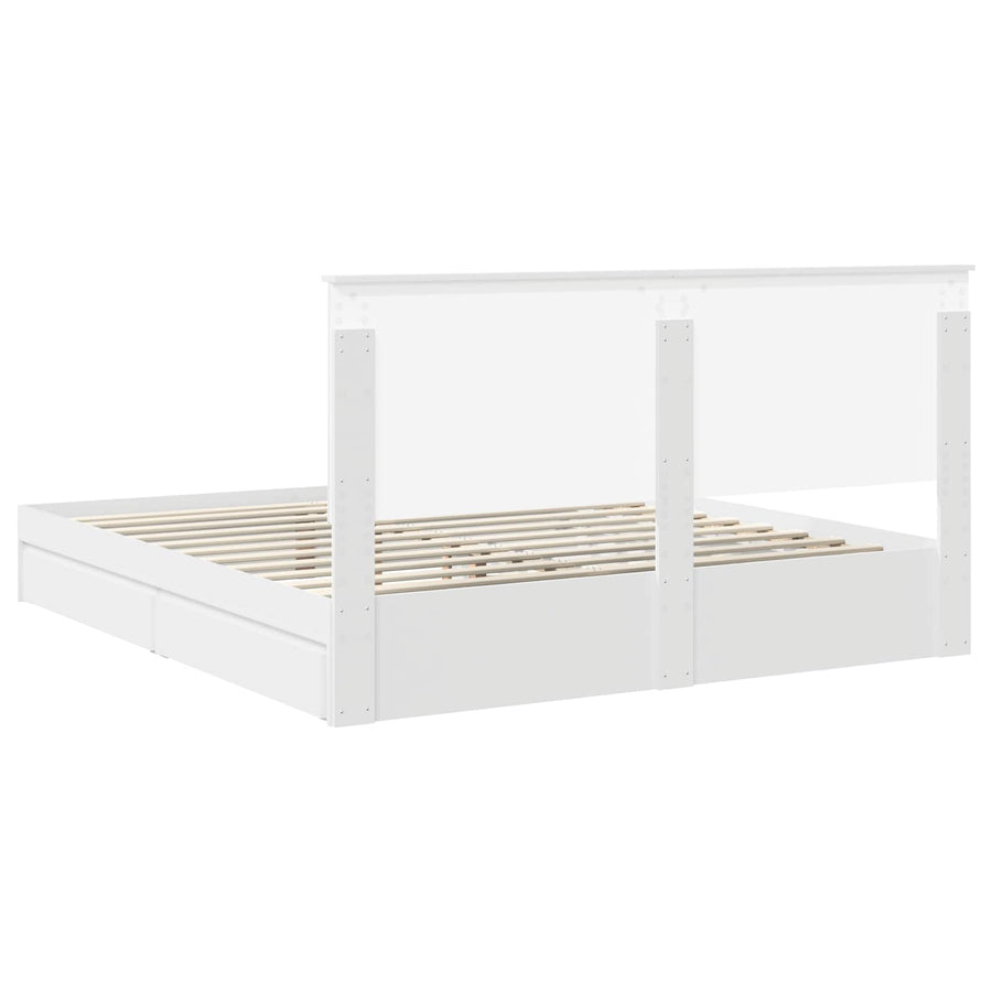 Opslag bed met hoofdeinde Wit 180 x 200 cm Bewerkt hout