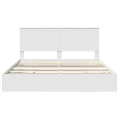 Opslag bed met hoofdeinde Wit 180 x 200 cm Bewerkt hout