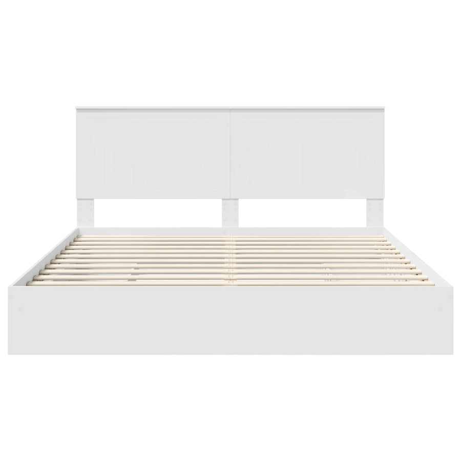 Opslag bed met hoofdeinde Wit 180 x 200 cm Bewerkt hout