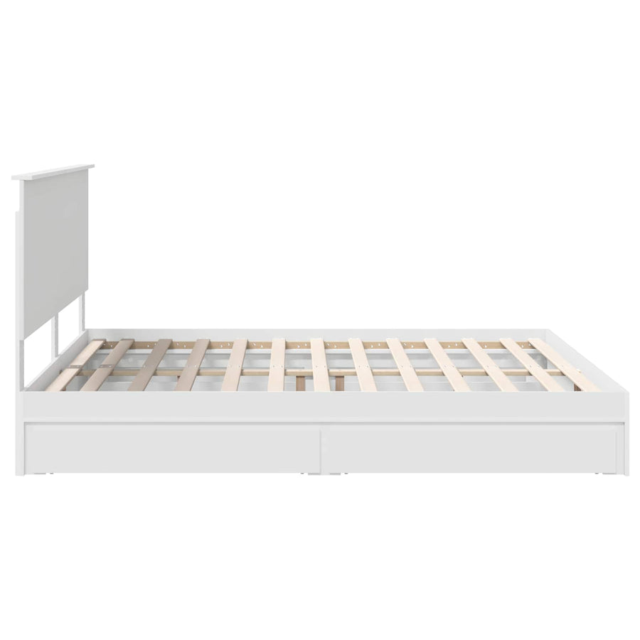 Opslag bed met hoofdeinde Wit 180 x 200 cm Bewerkt hout