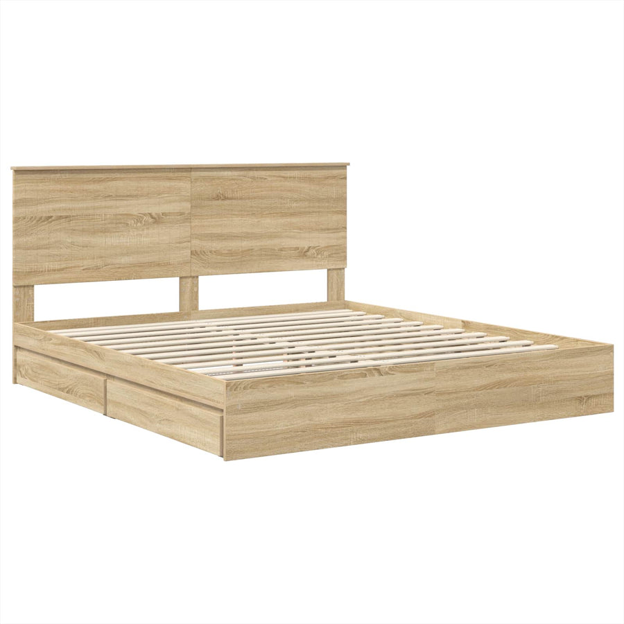 Opslag bed met lade Sonoma Eiken 180 x 200 cm Bewerkt hout