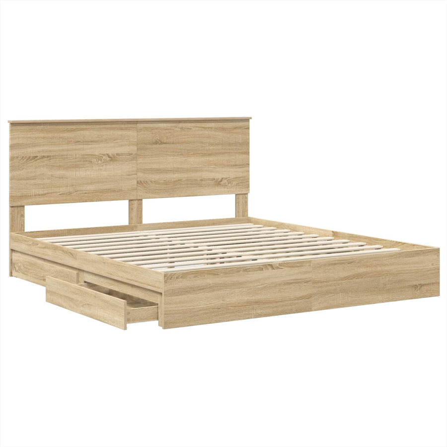 Opslag bed met lade Sonoma Eiken 180 x 200 cm Bewerkt hout