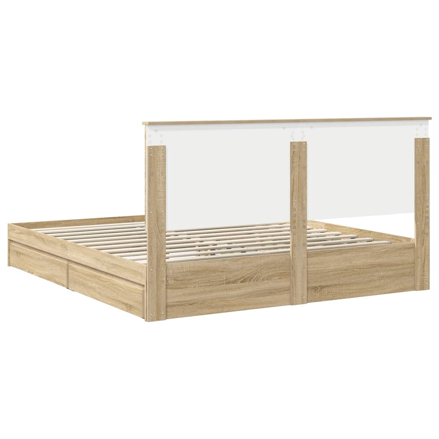 Opslag bed met lade Sonoma Eiken 180 x 200 cm Bewerkt hout