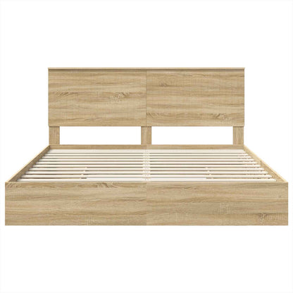 Opslag bed met lade Sonoma Eiken 180 x 200 cm Bewerkt hout