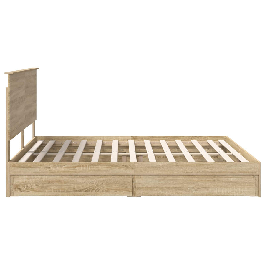Opslag bed met lade Sonoma Eiken 180 x 200 cm Bewerkt hout