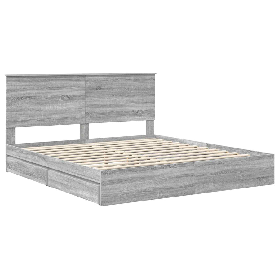 Opslag bed met lade Grijs Sonoma 180 x 200 cm Bewerkt hout