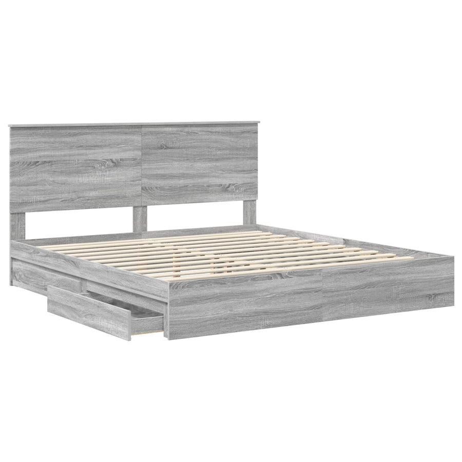 Opslag bed met lade Grijs Sonoma 180 x 200 cm Bewerkt hout