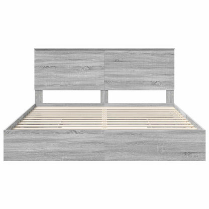 Opslag bed met lade Grijs Sonoma 180 x 200 cm Bewerkt hout