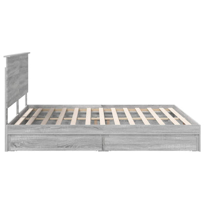 Opslag bed met lade Grijs Sonoma 180 x 200 cm Bewerkt hout