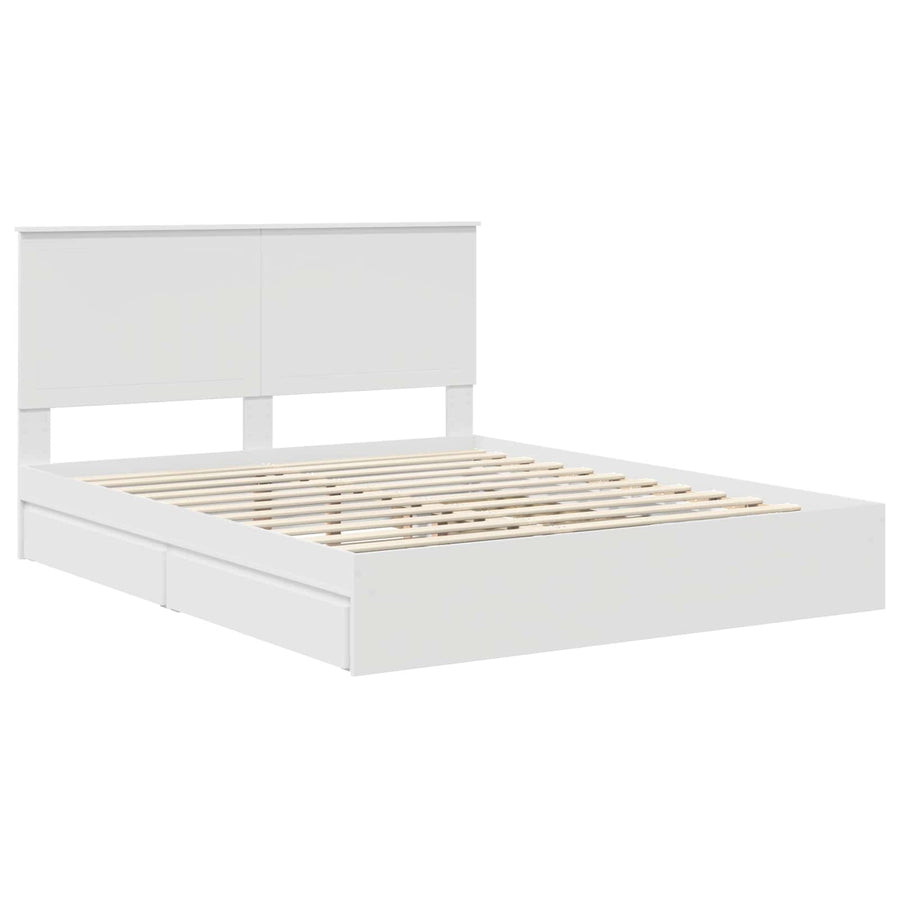 Opslag bed met hoofdeinde Wit 160 x 200 cm Bewerkt hout