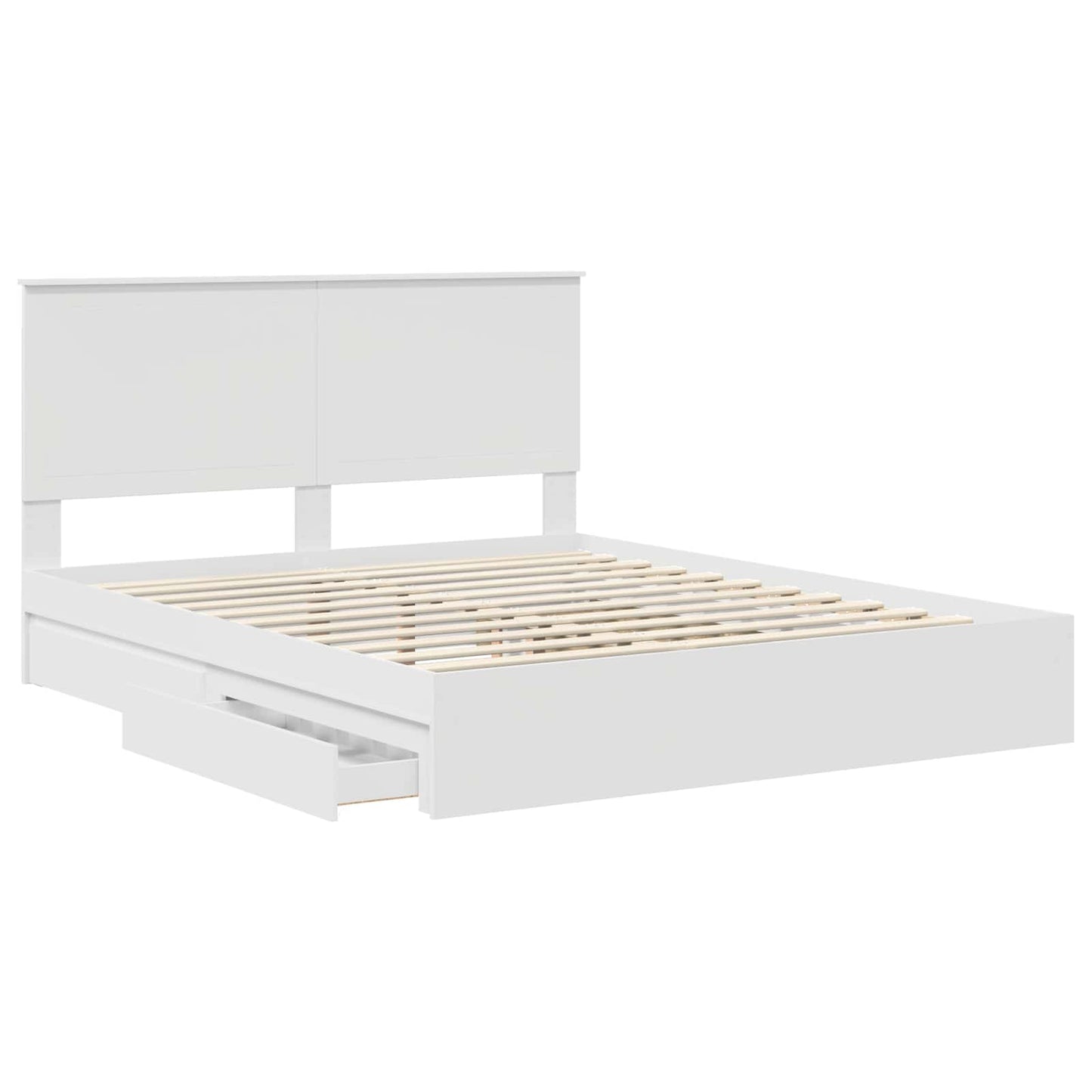 Opslag bed met hoofdeinde Wit 160 x 200 cm Bewerkt hout