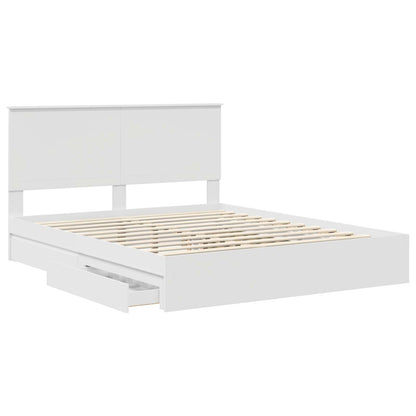 Opslag bed met hoofdeinde Wit 160 x 200 cm Bewerkt hout