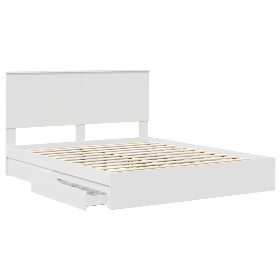 Opslag bed met hoofdeinde Wit 160 x 200 cm Bewerkt hout