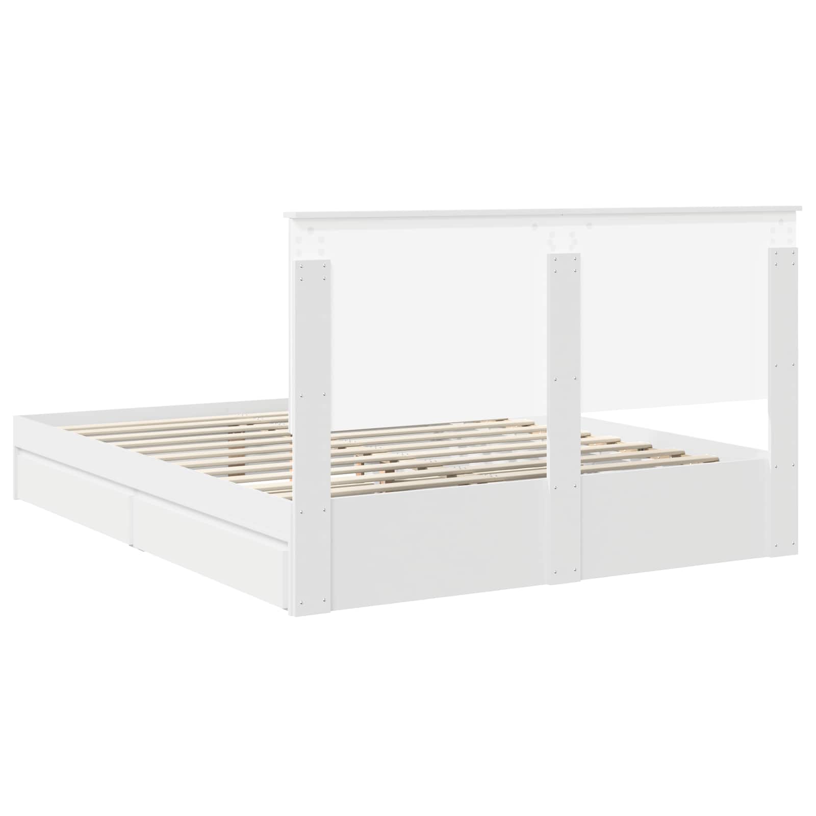 Opslag bed met hoofdeinde Wit 160 x 200 cm Bewerkt hout