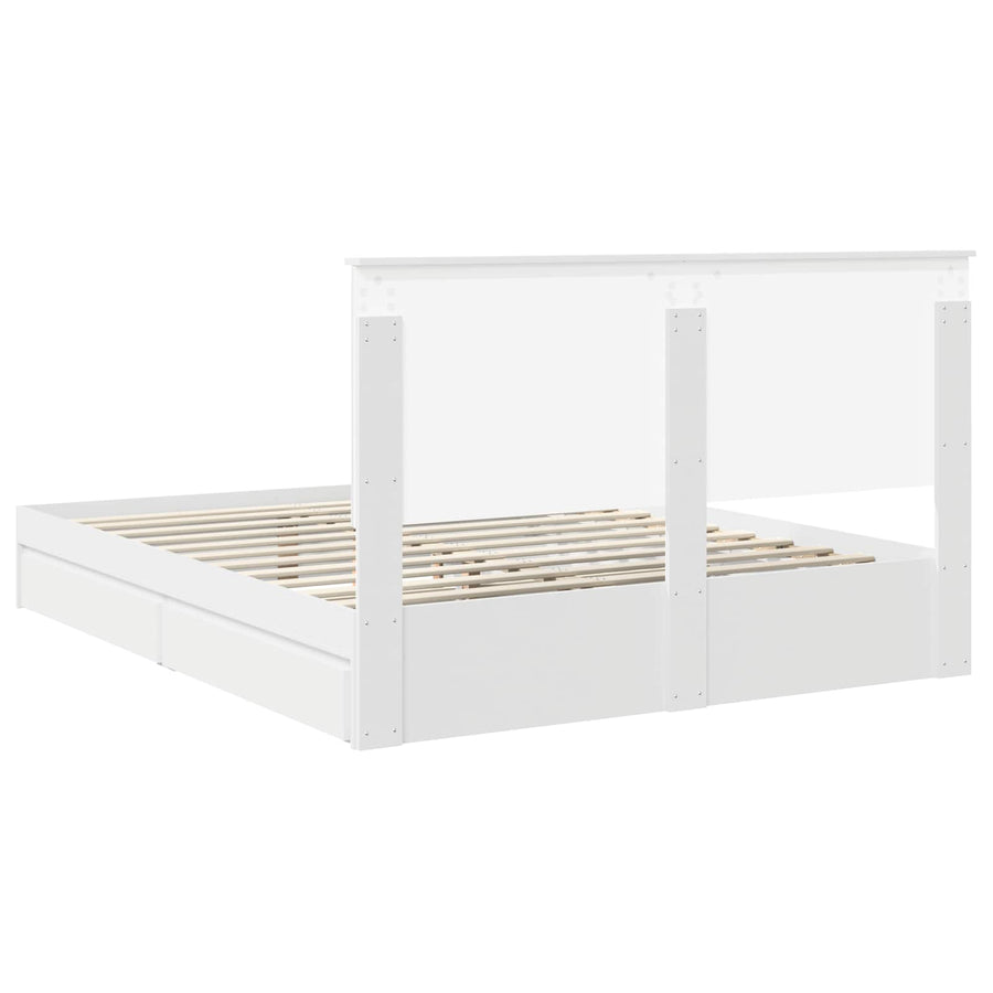 Opslag bed met hoofdeinde Wit 160 x 200 cm Bewerkt hout