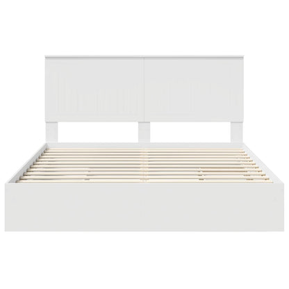 Opslag bed met hoofdeinde Wit 160 x 200 cm Bewerkt hout