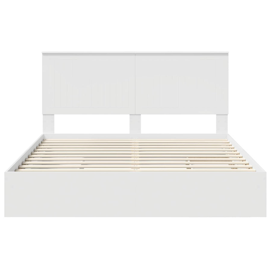 Opslag bed met hoofdeinde Wit 160 x 200 cm Bewerkt hout