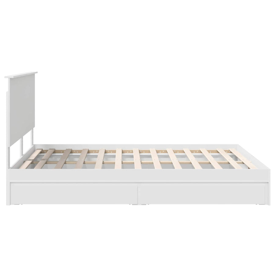 Opslag bed met hoofdeinde Wit 160 x 200 cm Bewerkt hout