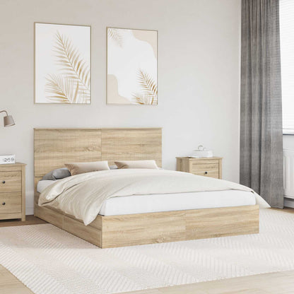 Opslag bed met lade Sonoma Eiken 160 x 200 cm Bewerkt hout