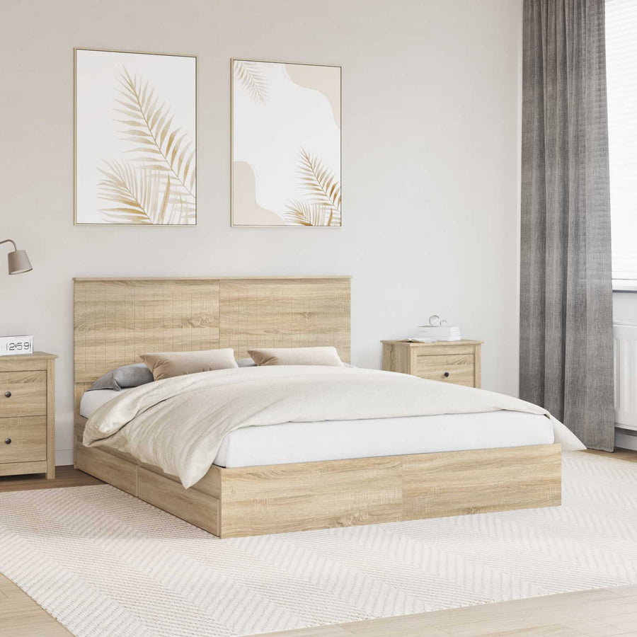 Opslag bed met lade Sonoma Eiken 160 x 200 cm Bewerkt hout