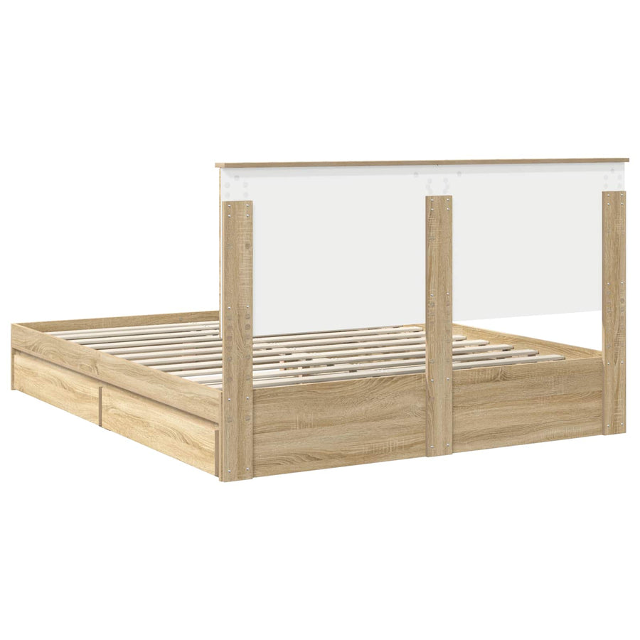 Opslag bed met lade Sonoma Eiken 160 x 200 cm Bewerkt hout