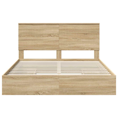 Opslag bed met lade Sonoma Eiken 160 x 200 cm Bewerkt hout
