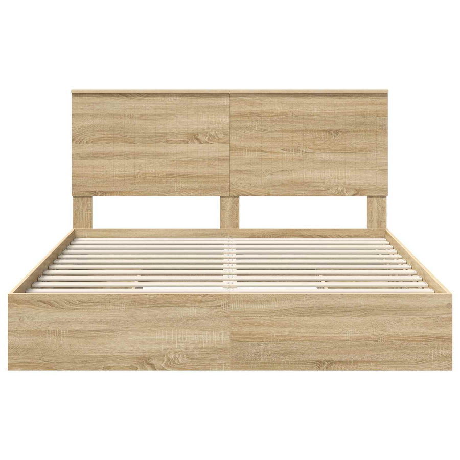 Opslag bed met lade Sonoma Eiken 160 x 200 cm Bewerkt hout
