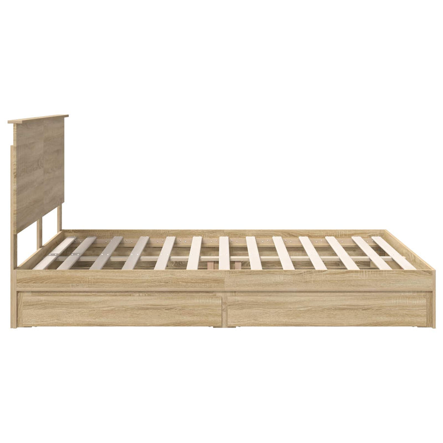 Opslag bed met lade Sonoma Eiken 160 x 200 cm Bewerkt hout