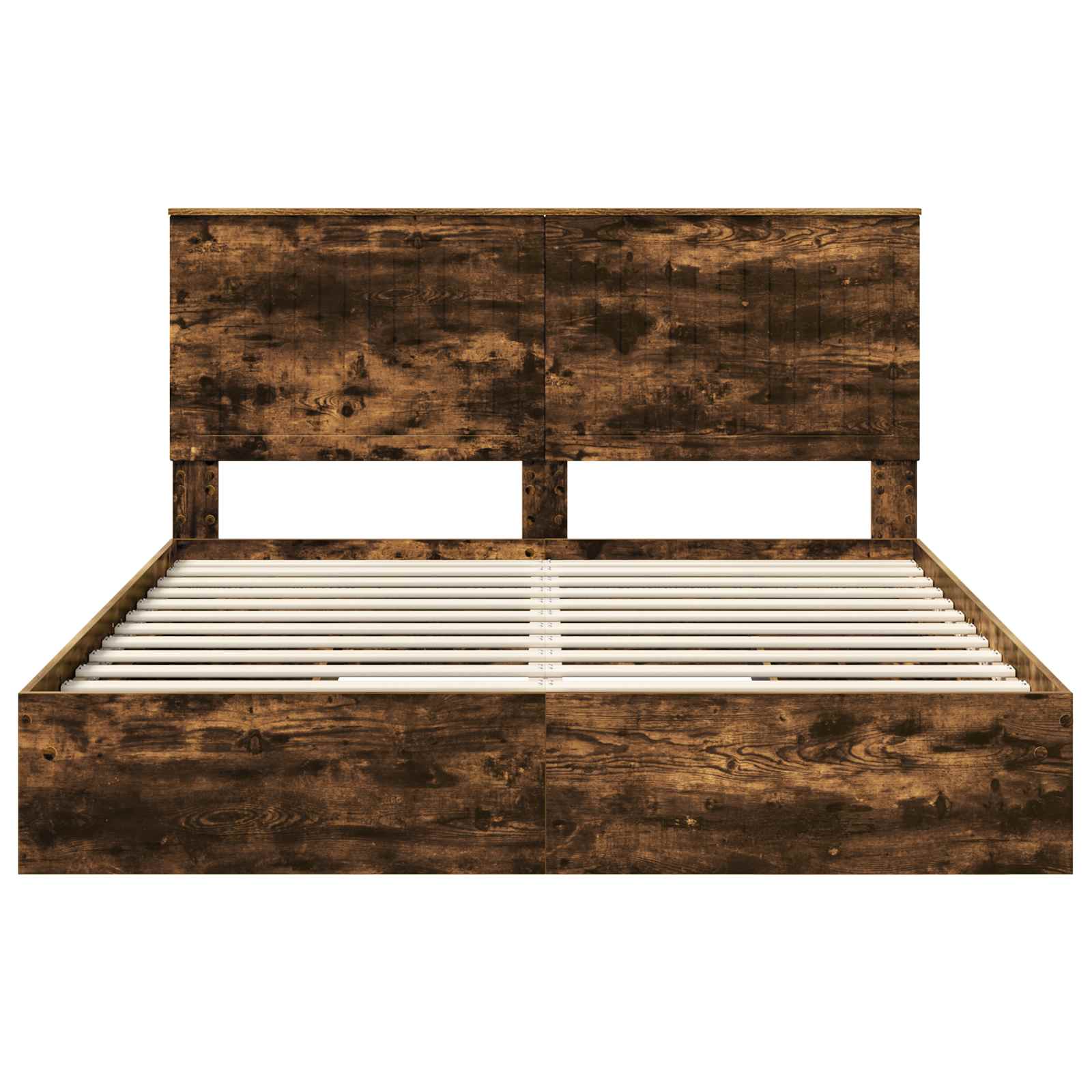 Opslag bed met lade Gerookt eiken 160 x 200 cm Bewerkt hout