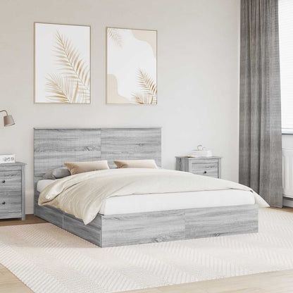 Opslag bed met lade Grijs Sonoma 160 x 200 cm Bewerkt hout