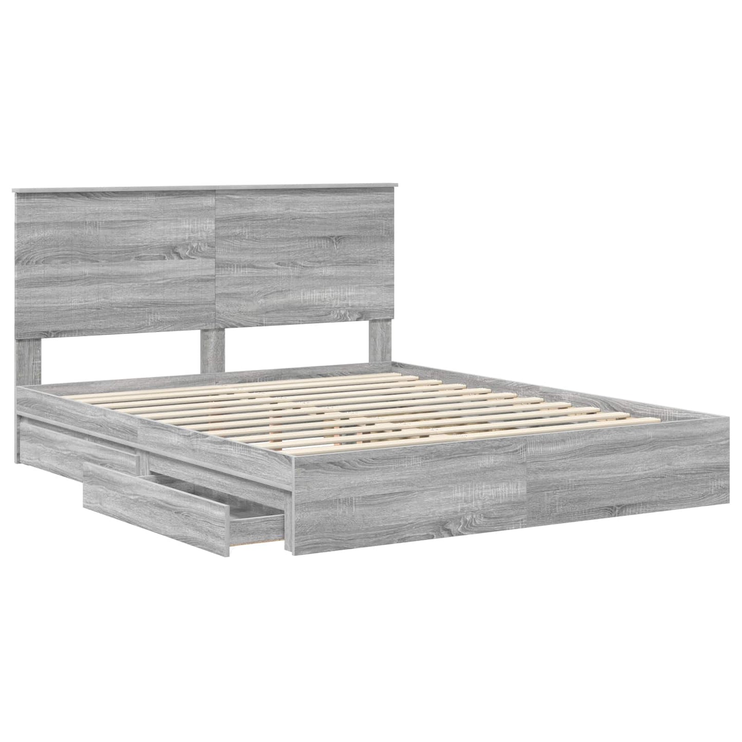 Opslag bed met lade Grijs Sonoma 160 x 200 cm Bewerkt hout