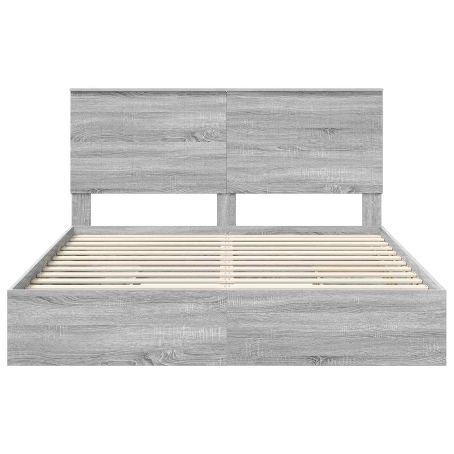 Opslag bed met lade Grijs Sonoma 160 x 200 cm Bewerkt hout