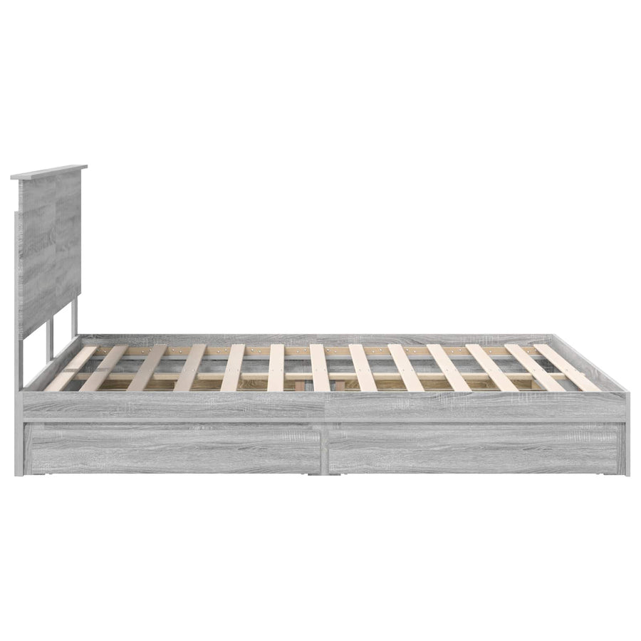 Opslag bed met lade Grijs Sonoma 160 x 200 cm Bewerkt hout