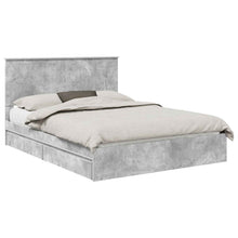 Opslag bed met hoofdeinde Beton Grijs 150 x 200 cm Bewerkt hout
