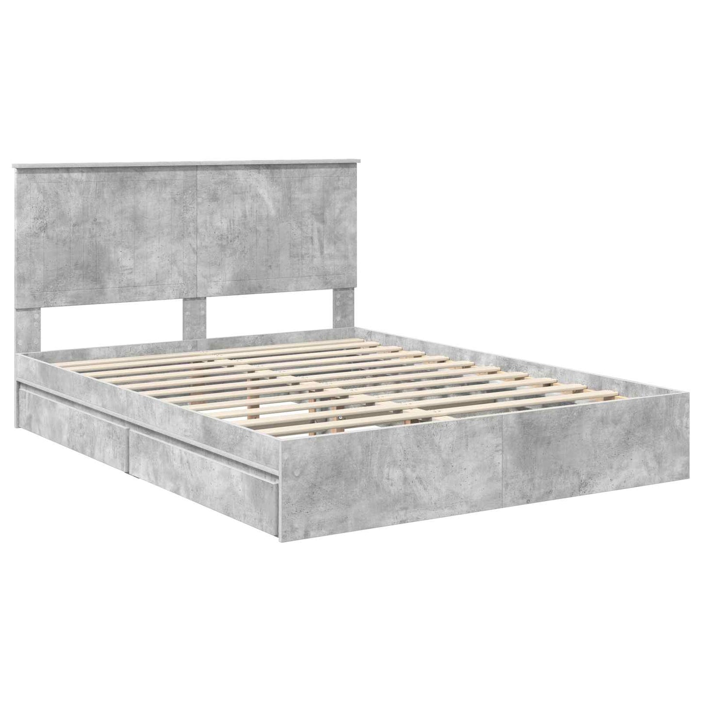 Opslag bed met hoofdeinde Beton Grijs 150 x 200 cm Bewerkt hout