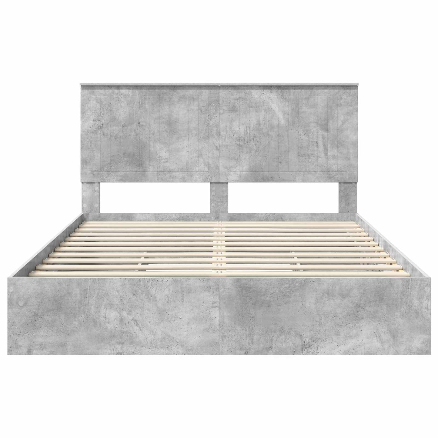 Opslag bed met hoofdeinde Beton Grijs 150 x 200 cm Bewerkt hout