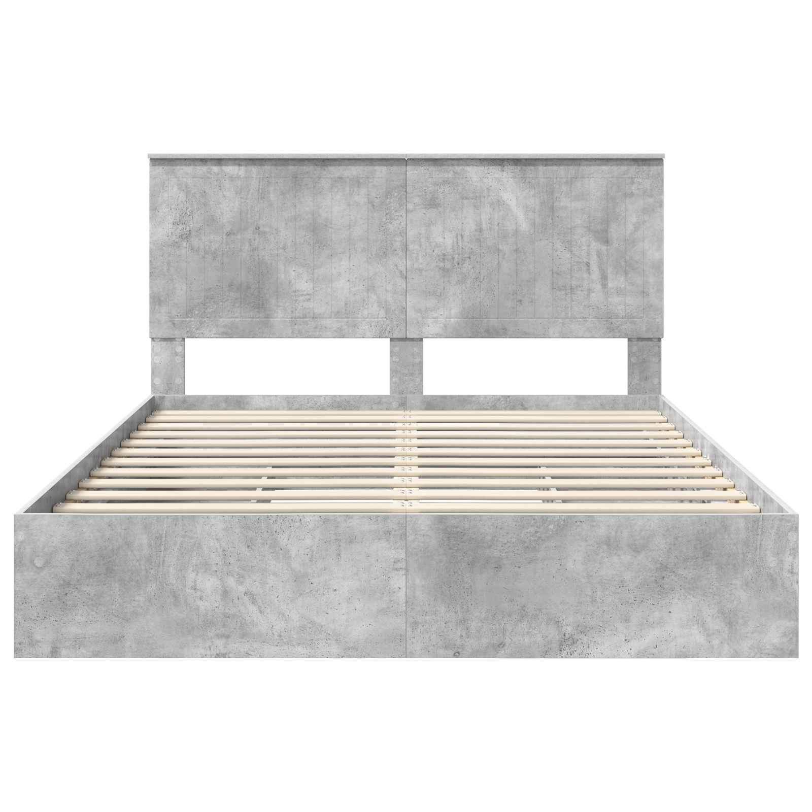 Opslag bed met hoofdeinde Beton Grijs 150 x 200 cm Bewerkt hout